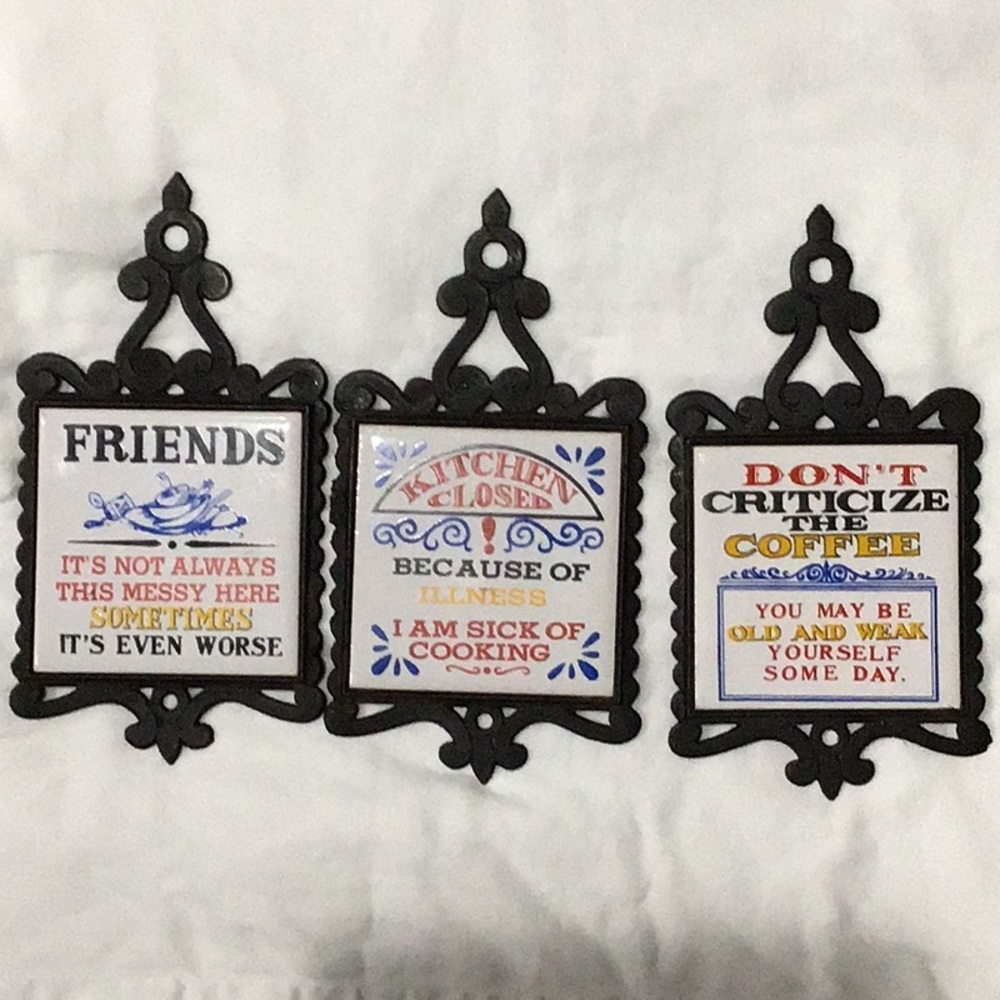 Vintage 70s Kitchen kitsch tile trivets